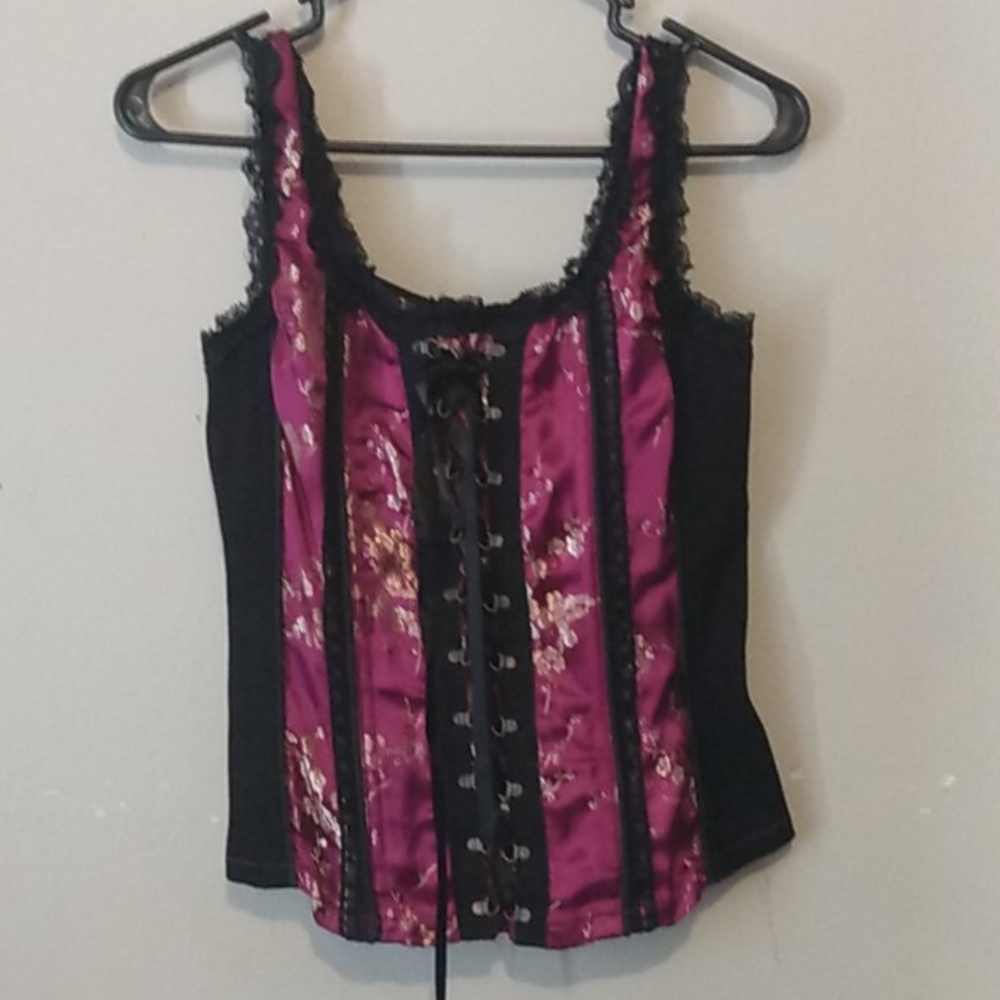 Black and pink Corset w/ floral print
